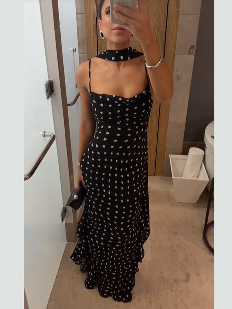 Maggie | Refined Polka Dot Tiered Maxi Races Dress