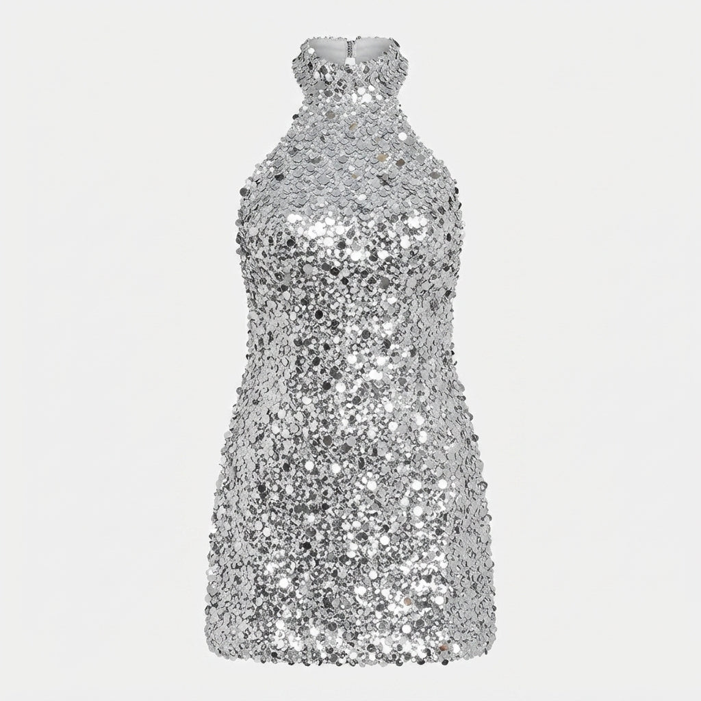 Maggie | Sparkly Halter Mini Sequin Dress