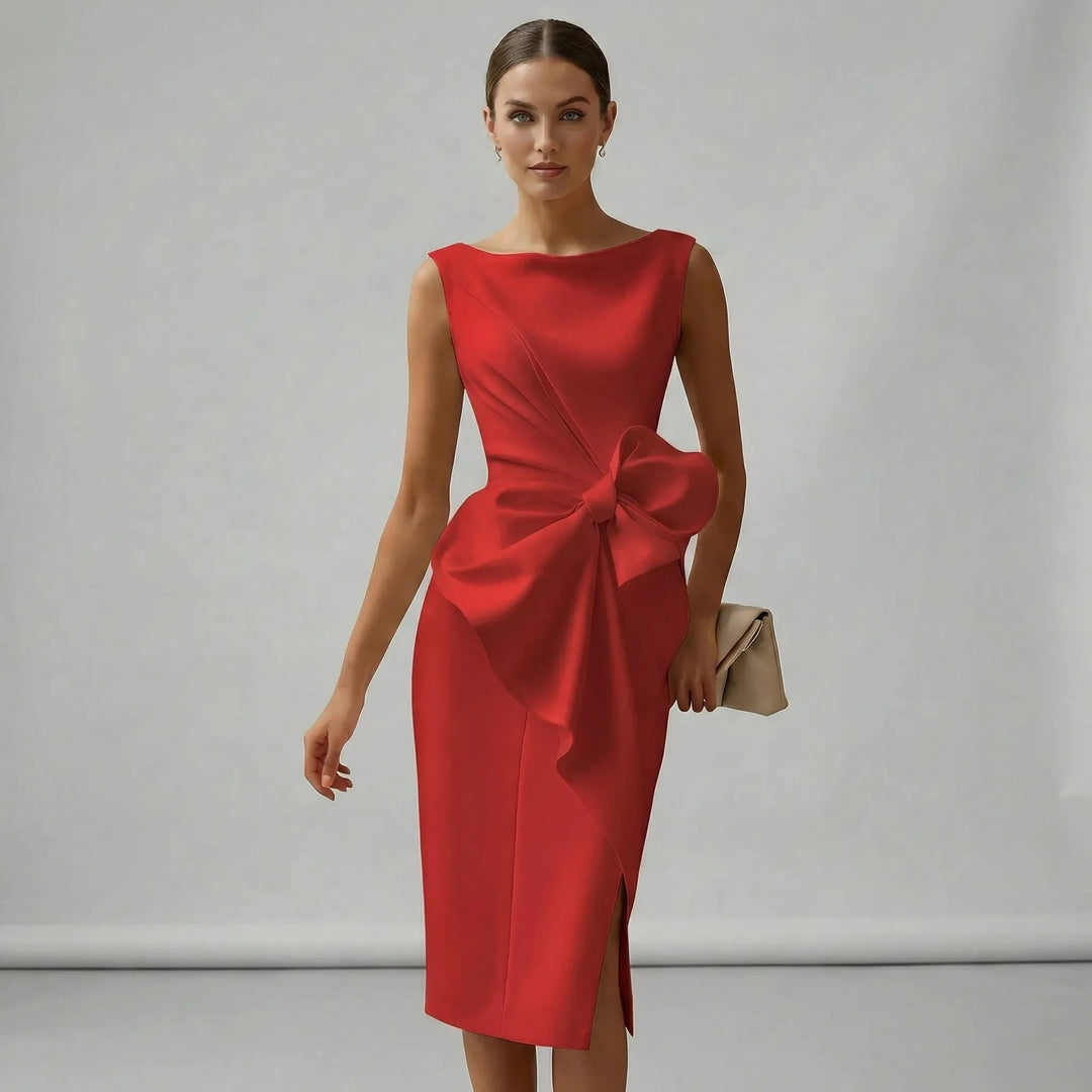 Maggie | Timeless Bow Detail Midi Races Dress