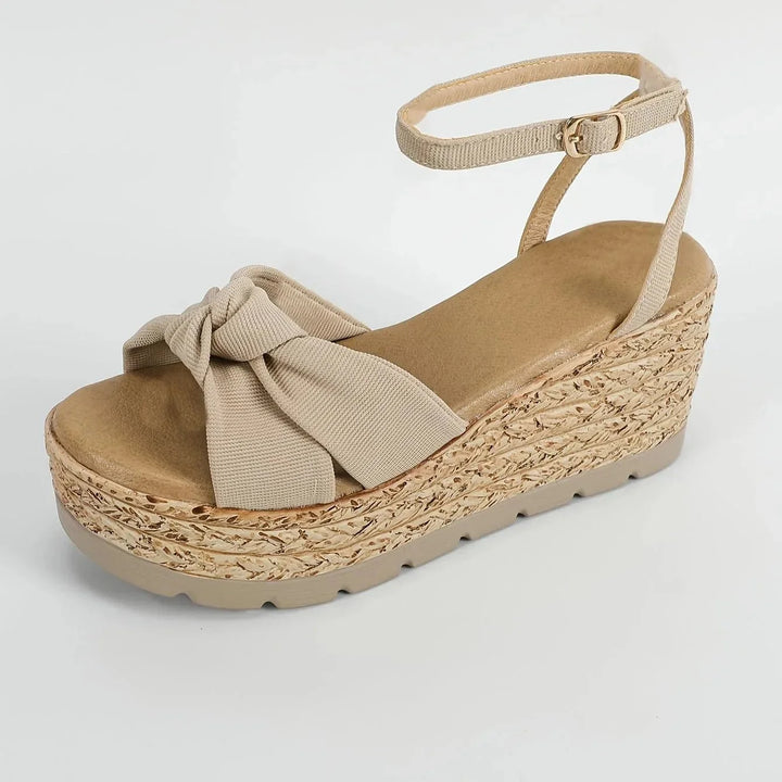 Maisie | Classic Bow Ankle Strap Espadrille Wedges