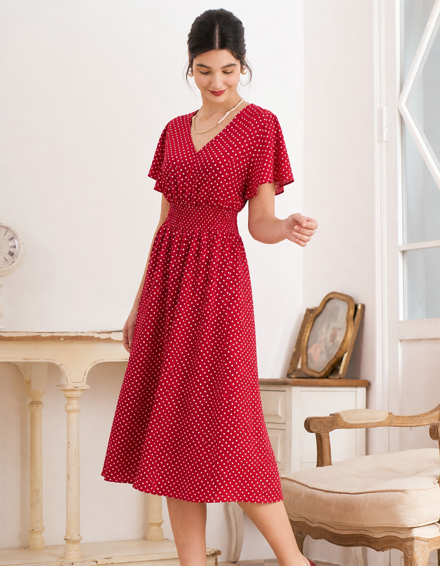 Maisie | Cosy Polka Dot Wrap Midi Race Dress