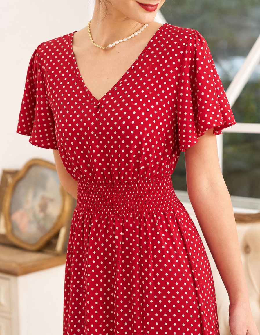 Maisie | Cosy Polka Dot Wrap Midi Race Dress