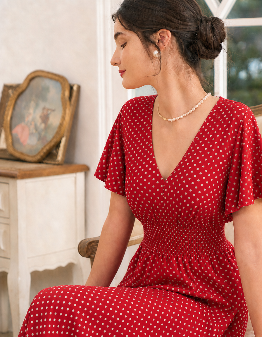 Maisie | Cosy Polka Dot Wrap Midi Race Dress