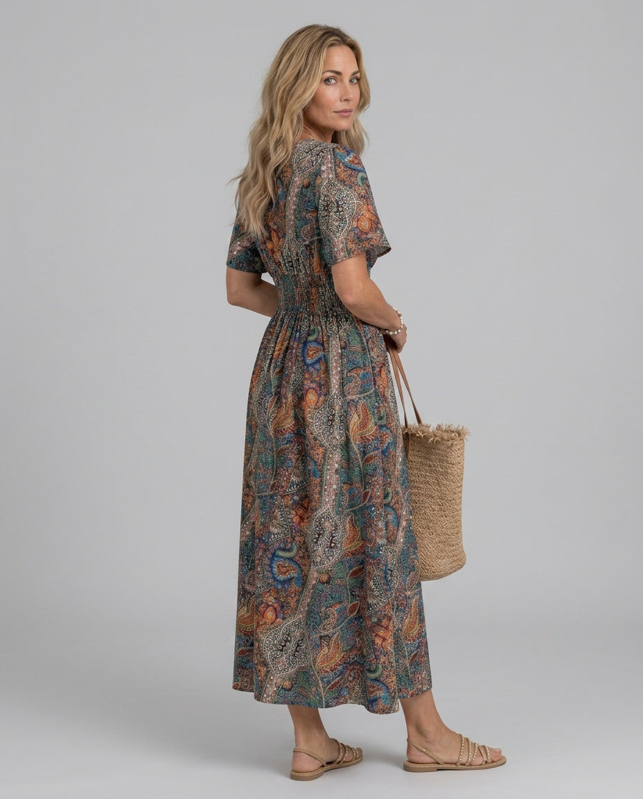 Maisie | Effortless Paisley Smocked Boho Dress