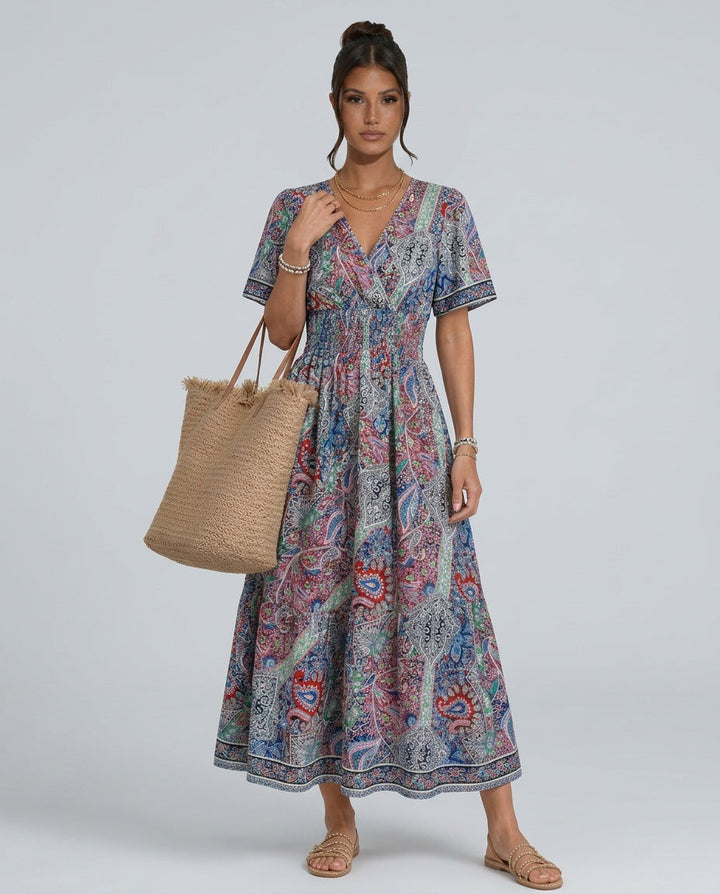Maisie | Effortless Paisley Smocked Boho Dress