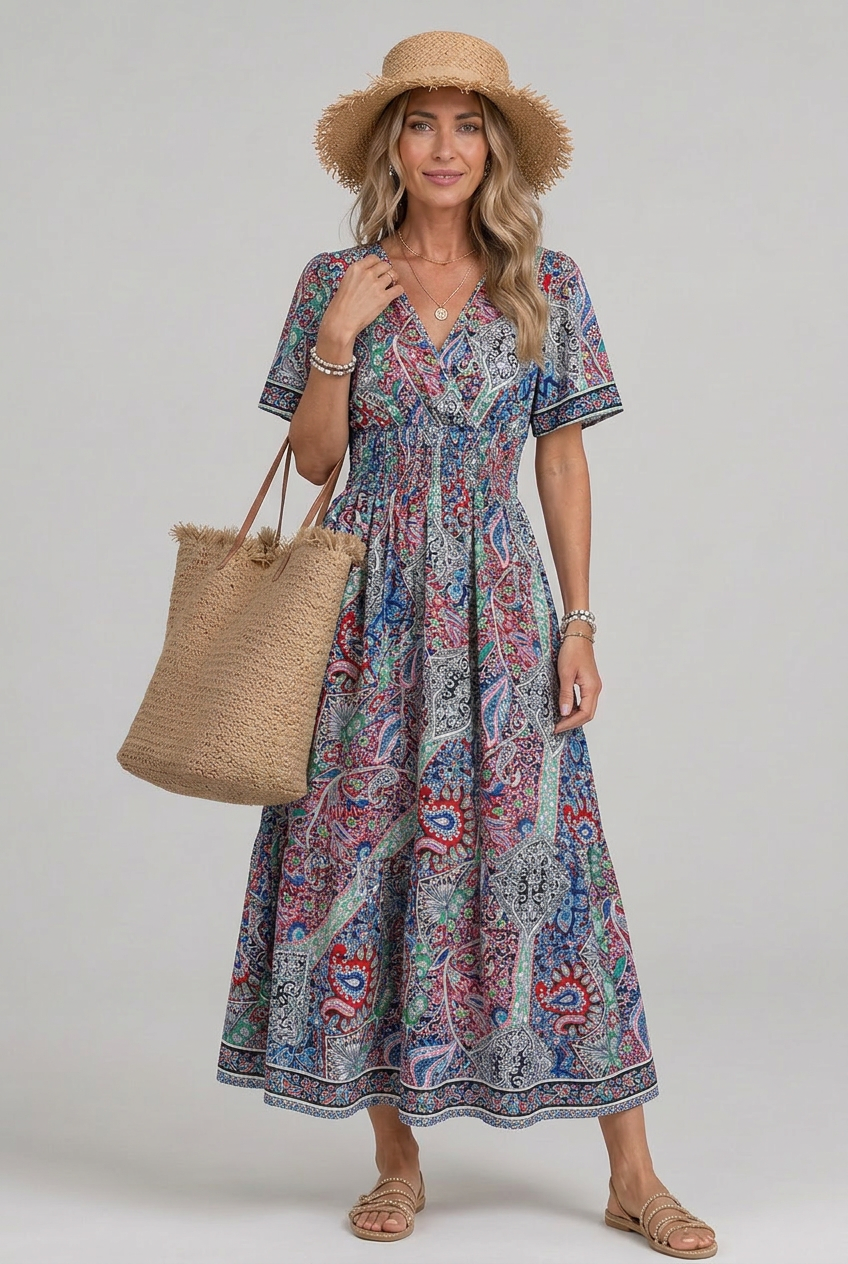 Maisie | Effortless Paisley Smocked Boho Dress