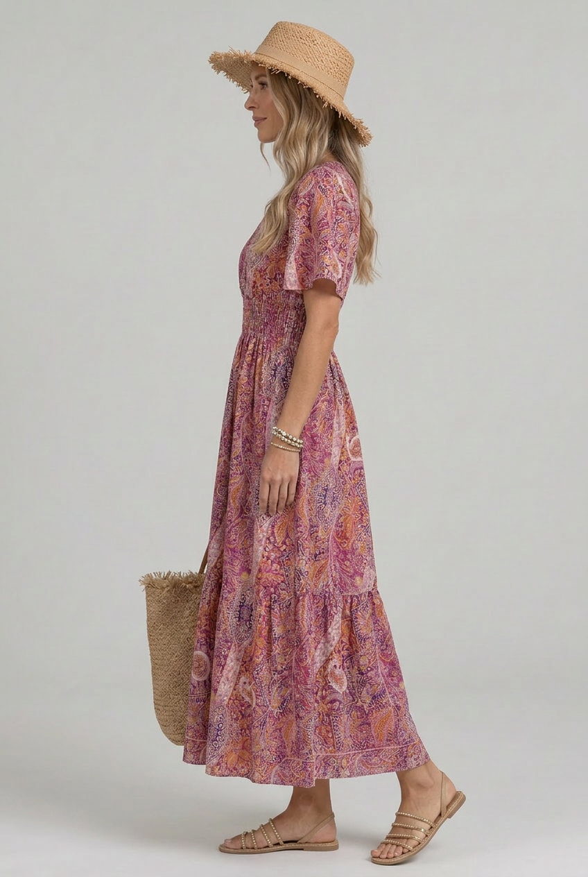Maisie | Effortless Paisley Smocked Boho Dress