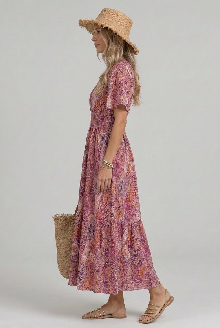 Maisie | Effortless Paisley Smocked Boho Dress