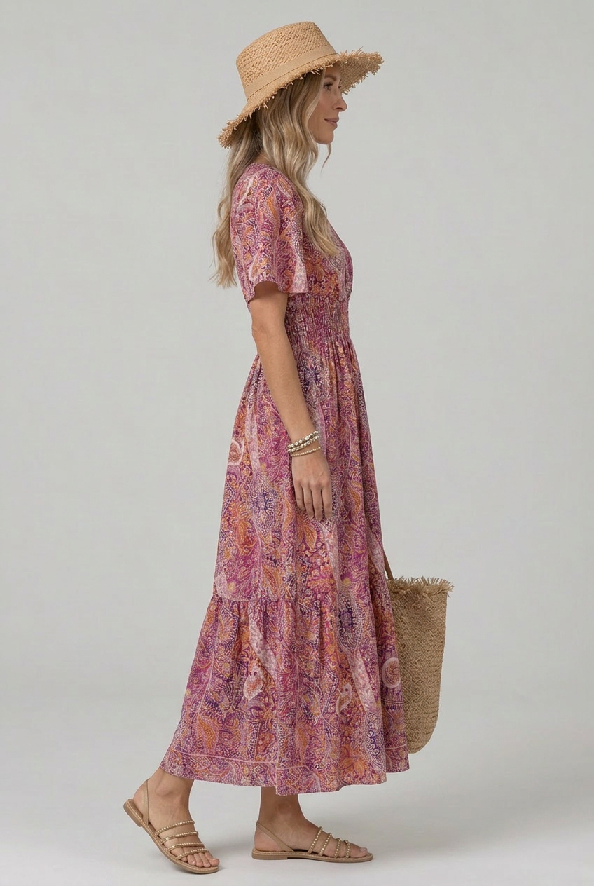 Maisie | Effortless Paisley Smocked Boho Dress