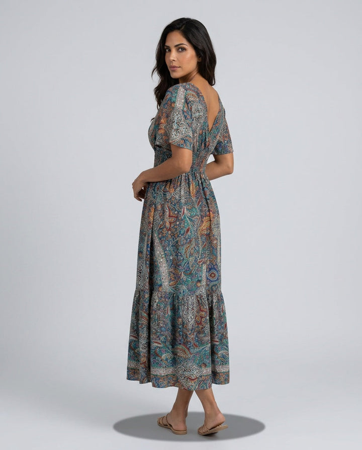 Maisie | Effortless Paisley Smocked Boho Dress