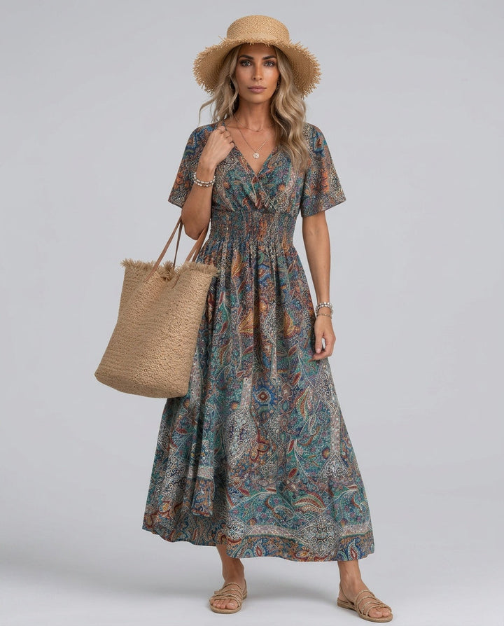 Maisie | Effortless Paisley Smocked Boho Dress