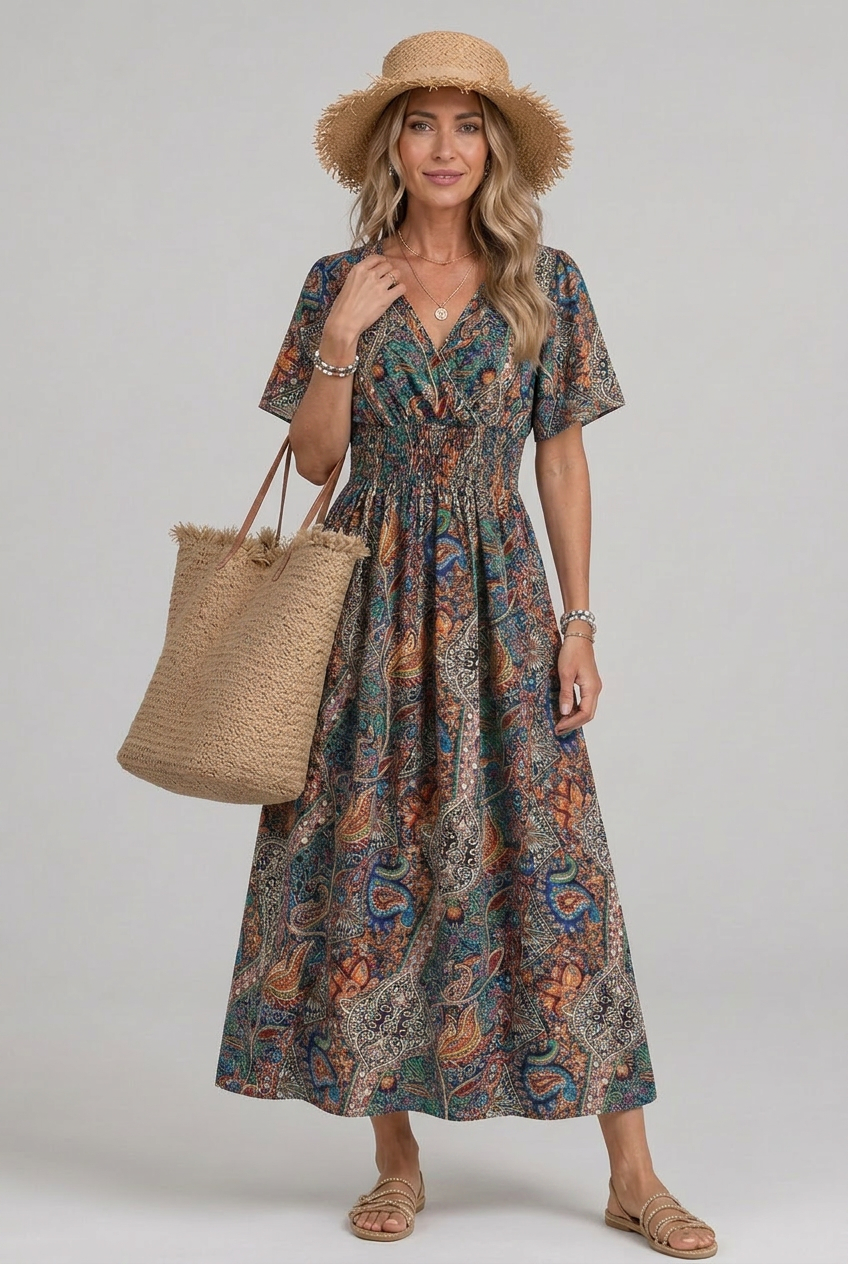 Maisie | Effortless Paisley Smocked Boho Dress