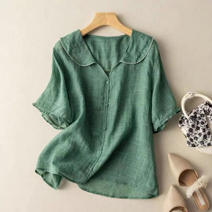 Maisie | Graceful Scalloped Collar Button-Up Blouse