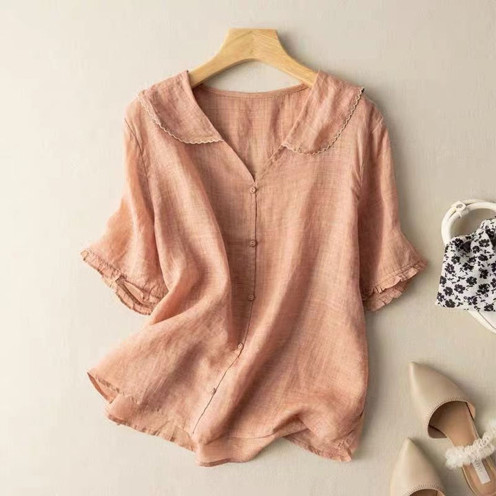 Maisie | Graceful Scalloped Collar Button-Up Blouse