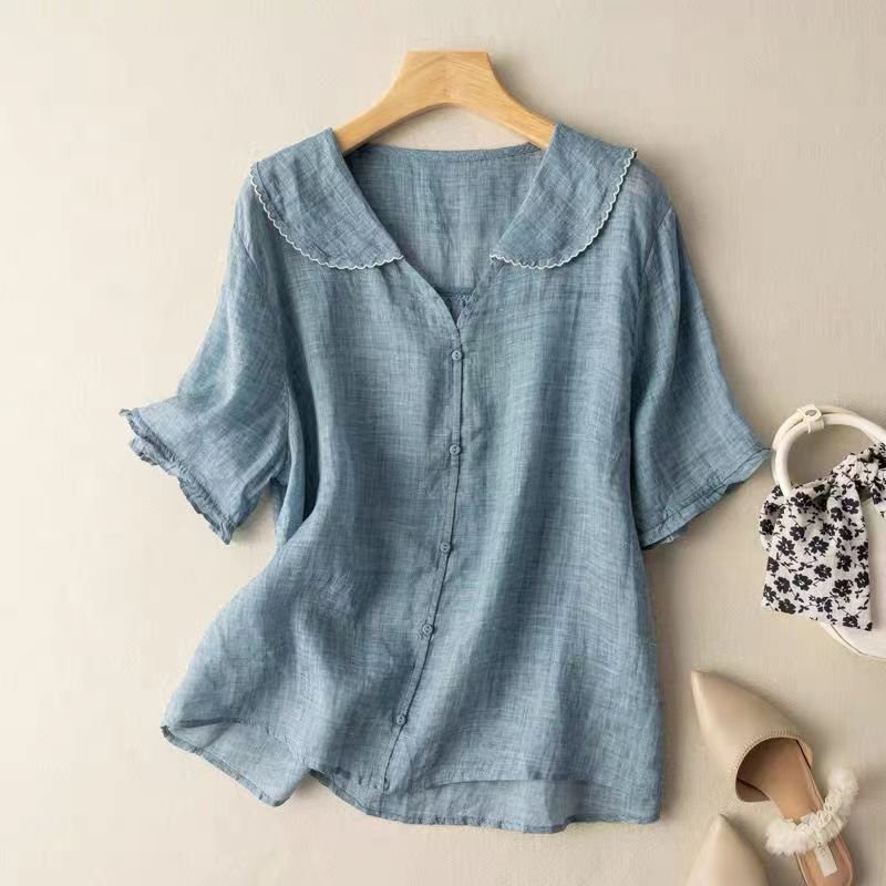 Maisie | Graceful Scalloped Collar Button-Up Blouse