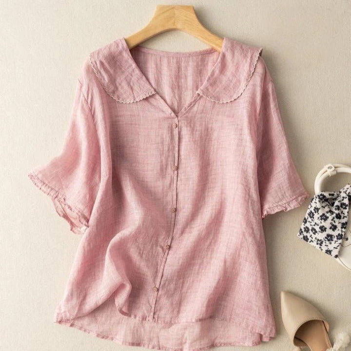 Maisie | Graceful Scalloped Collar Button-Up Blouse