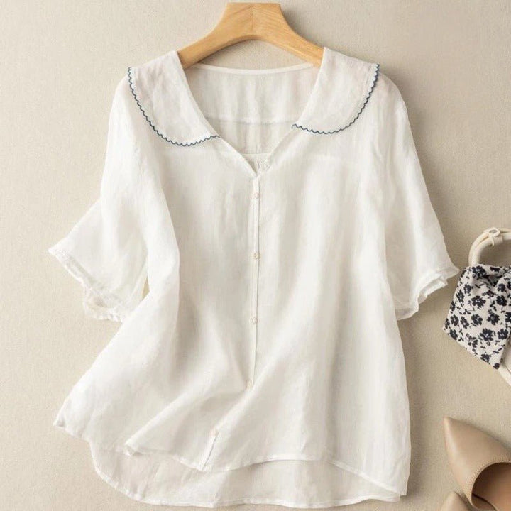 Maisie | Graceful Scalloped Collar Button-Up Blouse
