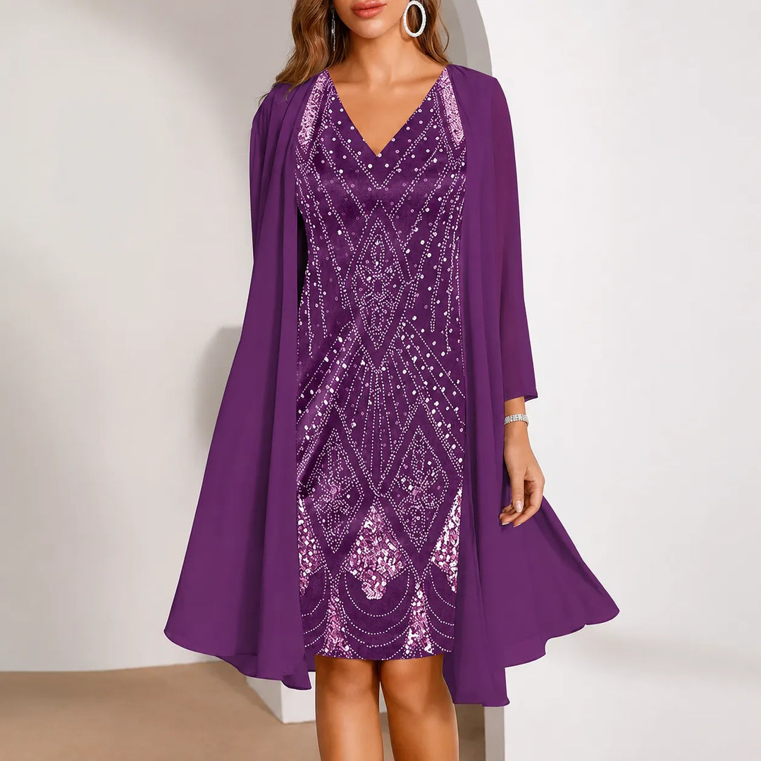 Maisie | Polished Two-Piece Midi Party Dress with Jacket
