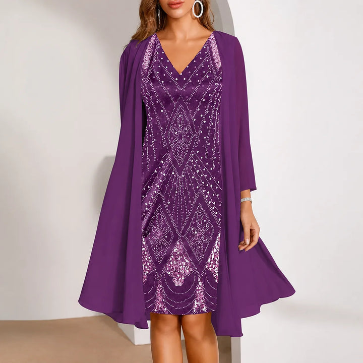 Maisie | Polished Two-Piece Midi Party Dress with Jacket