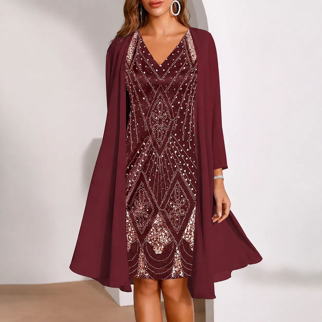 Maisie | Polished Two-Piece Midi Party Dress with Jacket
