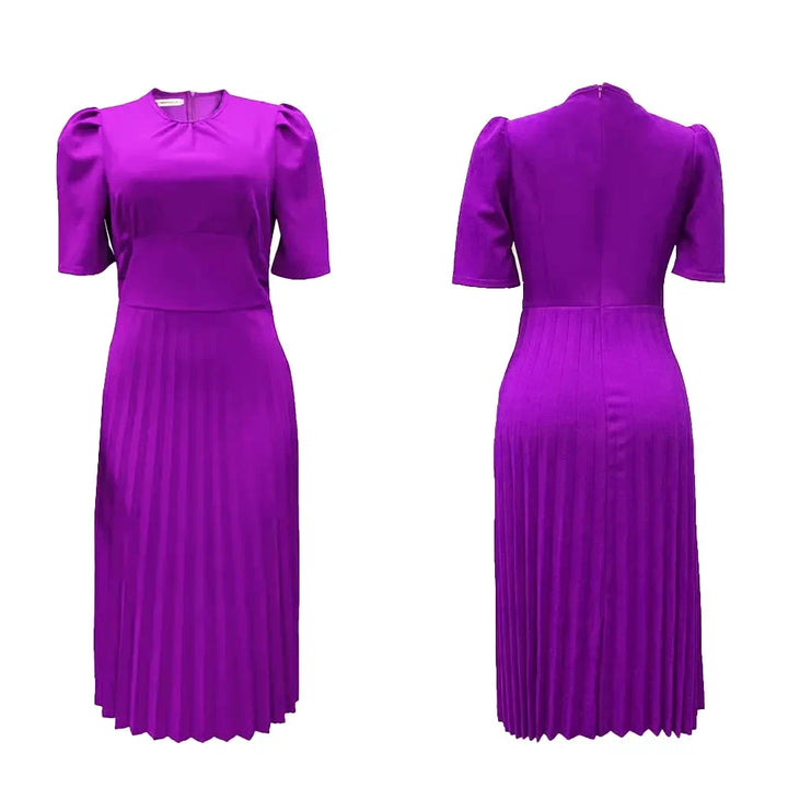 Maisie | Relaxed Puff Sleeve Pleated Midi Cocktail Dress