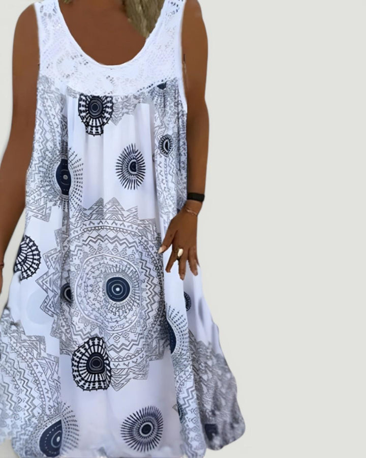 Maisie | Sleeveless Geometric Print A-Line Summer Dresses