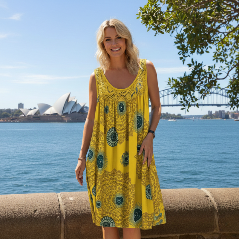 Maisie | Sleeveless Geometric Print A-Line Summer Dresses