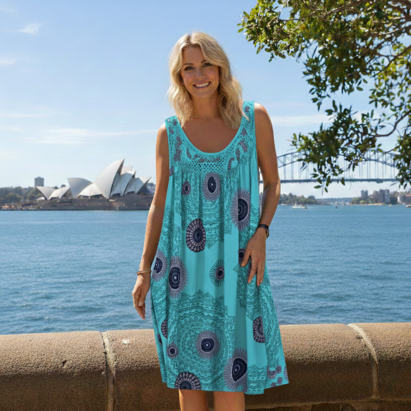 Maisie | Sleeveless Geometric Print A-Line Summer Dresses