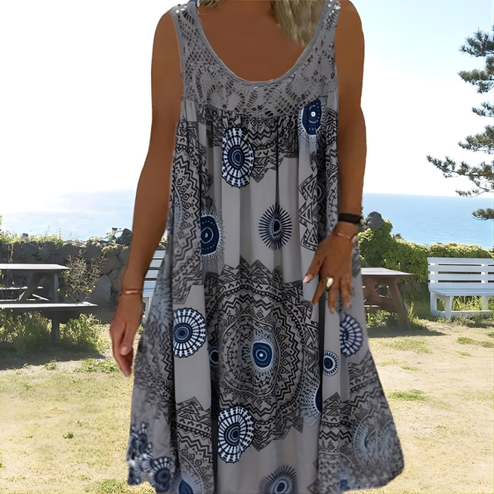 Maisie | Sleeveless Geometric Print A-Line Summer Dresses
