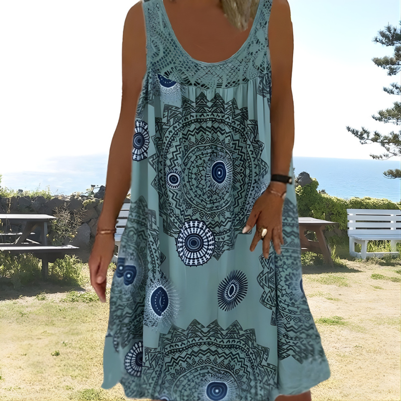 Maisie | Sleeveless Geometric Print A-Line Summer Dresses