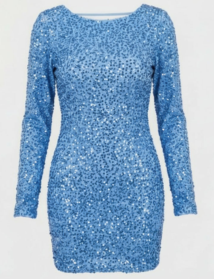 Maisie | Stylish Long Sleeve Open Back Sequin Mini Dress