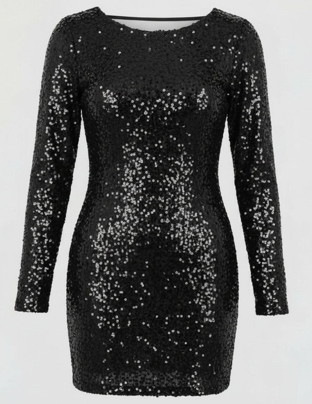 Maisie | Stylish Long Sleeve Open Back Sequin Mini Dress