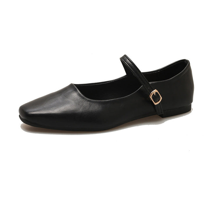 Maisie | Timeless Square Toe Mary Jane Flats with Ankle Strap