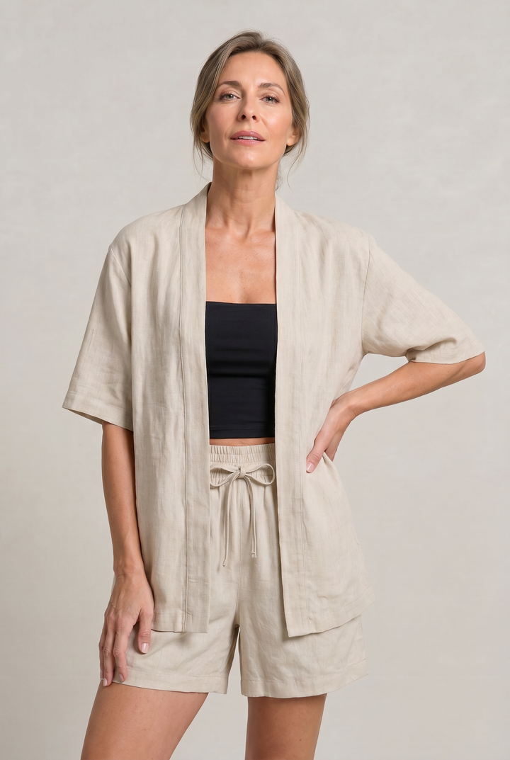 Margot | Chic Linen Shorts & Cardigan Two Piece Set