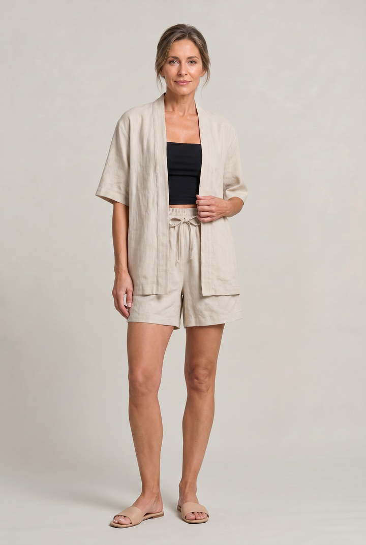 Margot | Chic Linen Shorts & Cardigan Two Piece Set