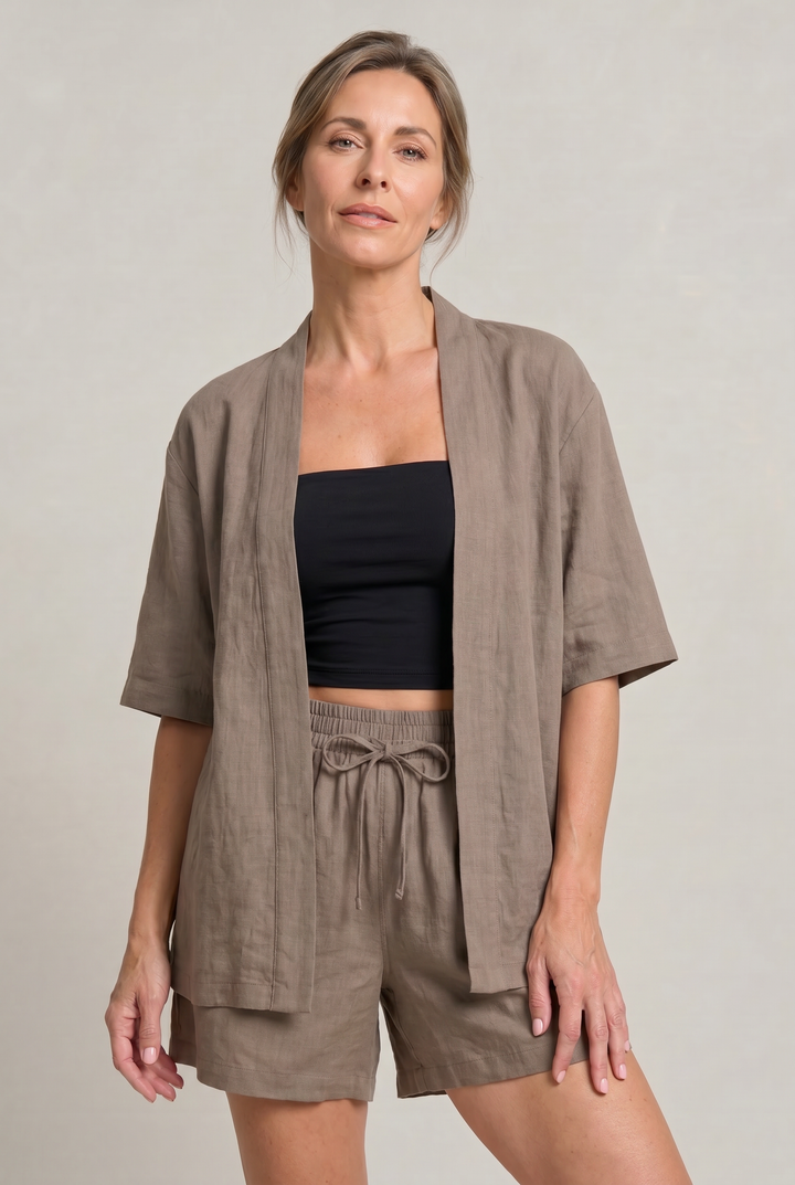 Margot | Chic Linen Shorts & Cardigan Two Piece Set