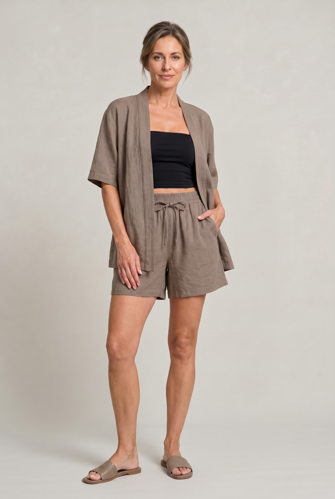 Margot | Chic Linen Shorts & Cardigan Two Piece Set