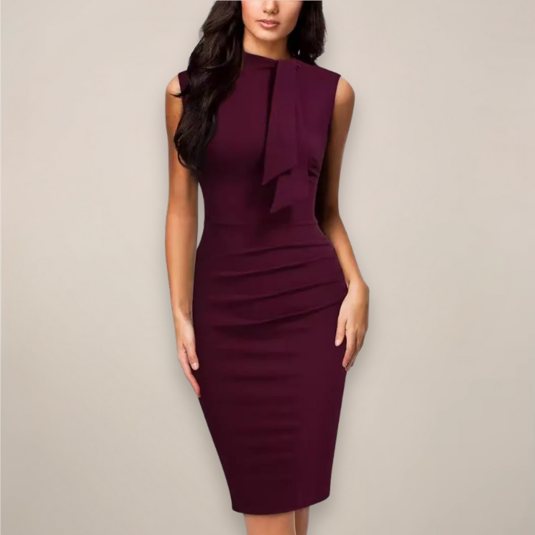 Margot | Graceful Sheath Races Dress with Bow Neck Detail