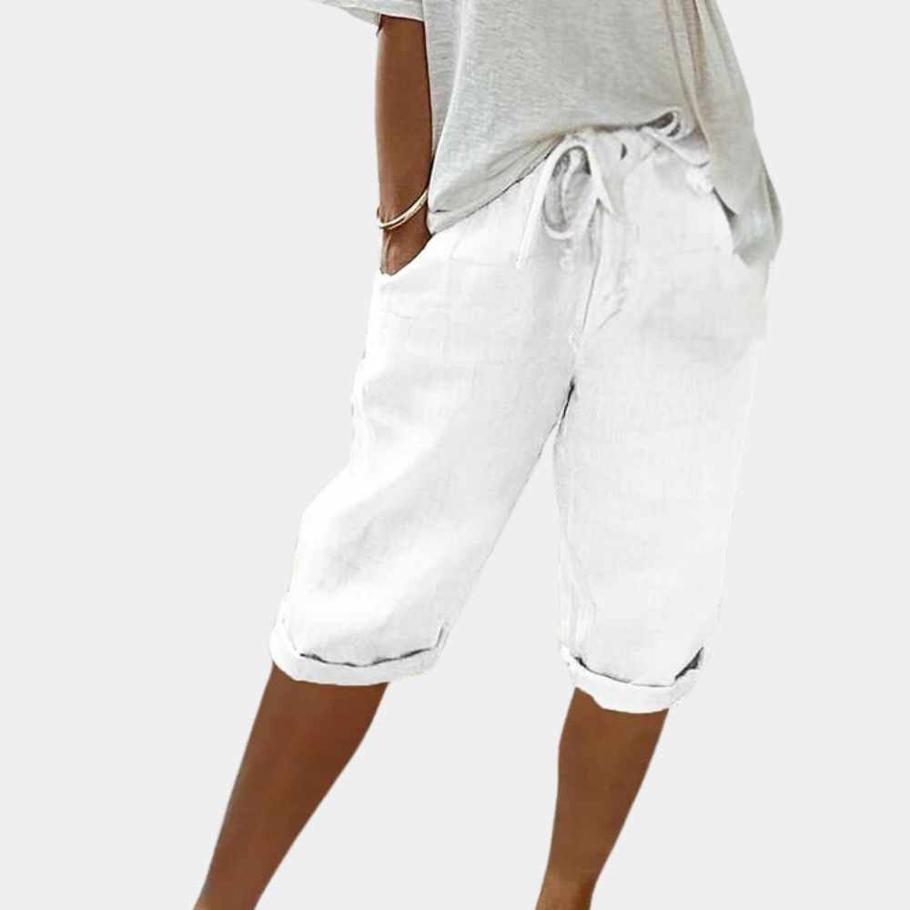 Margot | Relaxed Drawstring Linen Shorts with Pockets