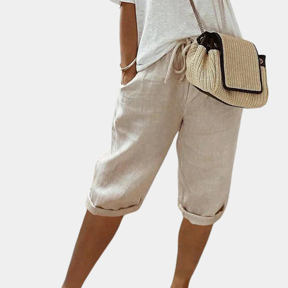 Margot | Relaxed Drawstring Linen Shorts with Pockets