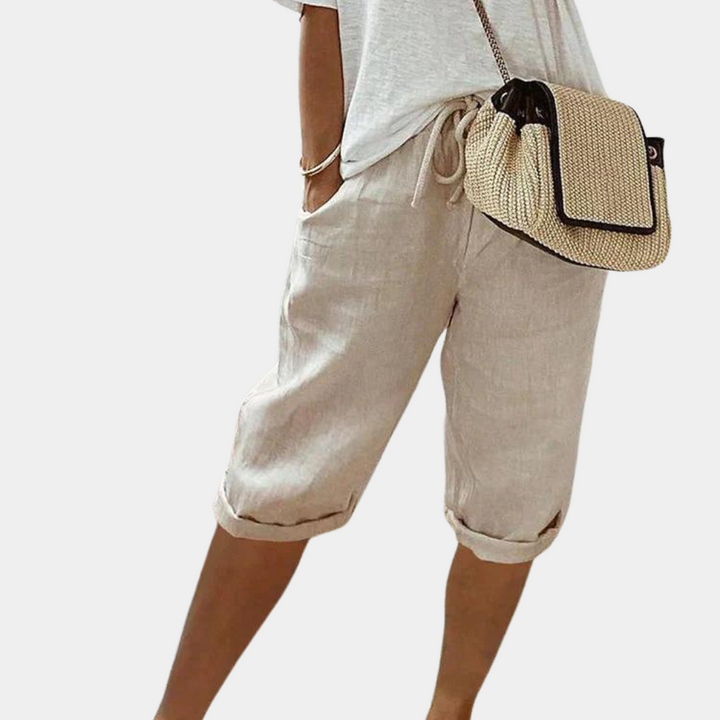 Margot | Relaxed Drawstring Linen Shorts with Pockets