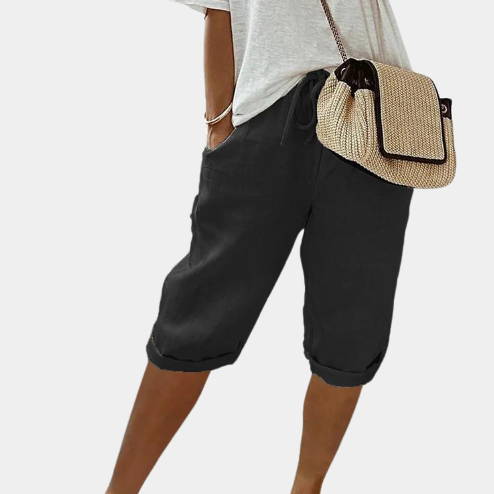 Margot | Relaxed Drawstring Linen Shorts with Pockets