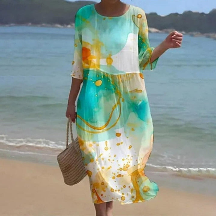 Margot | Timeless Abstract Print Midi Casual Dress