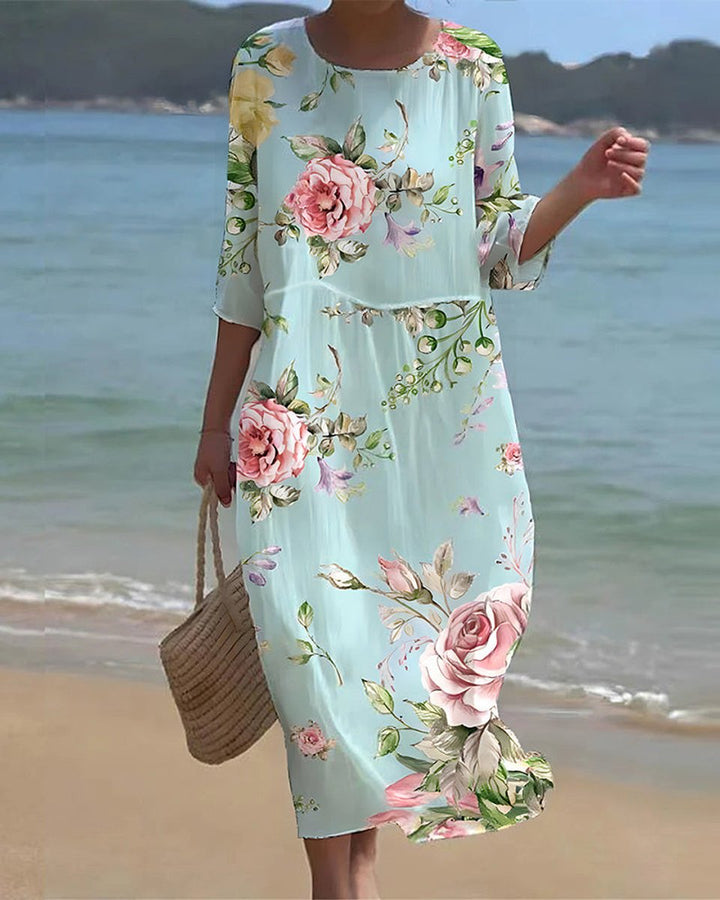 Margot | Timeless Abstract Print Midi Casual Dress