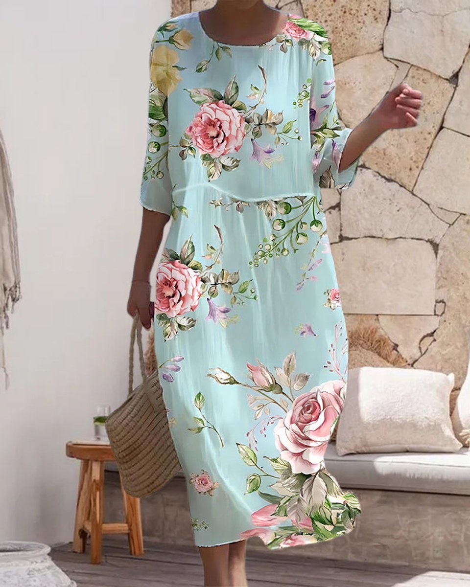 Margot | Timeless Abstract Print Midi Casual Dress