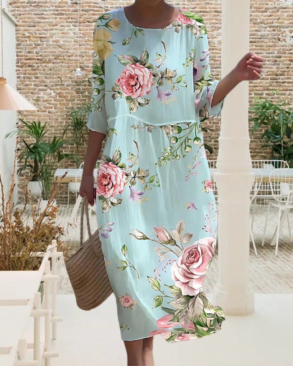 Margot | Timeless Abstract Print Midi Casual Dress