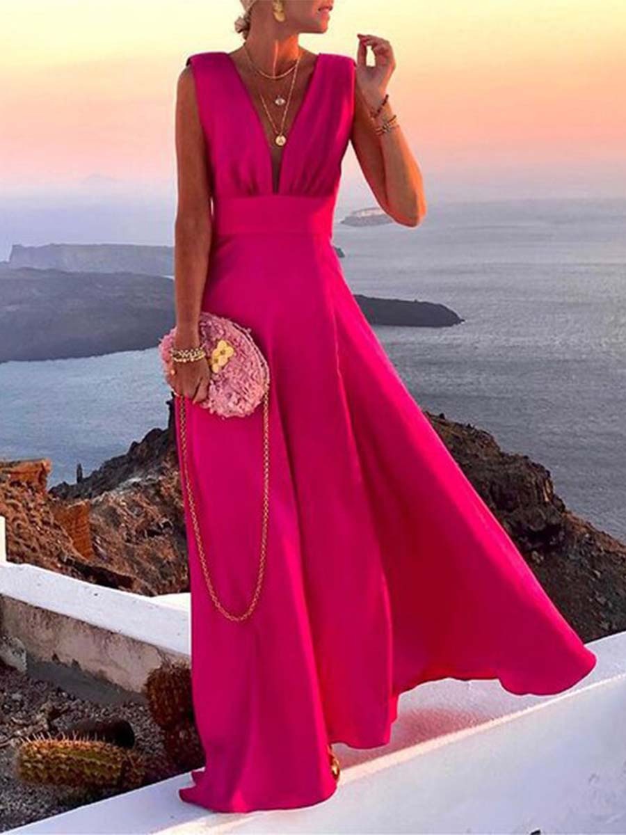 Margot | V-Neck Satin Cocktail Dress Maxi Evening Gown