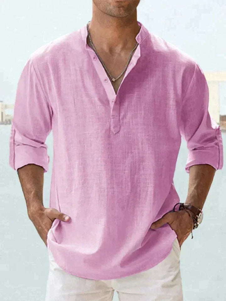 Mason | Refined Button-Placket Roll-Sleeve Linen Shirt