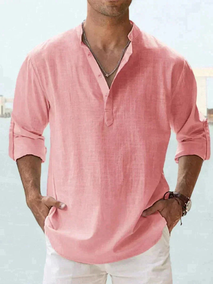 Mason | Refined Button-Placket Roll-Sleeve Linen Shirt