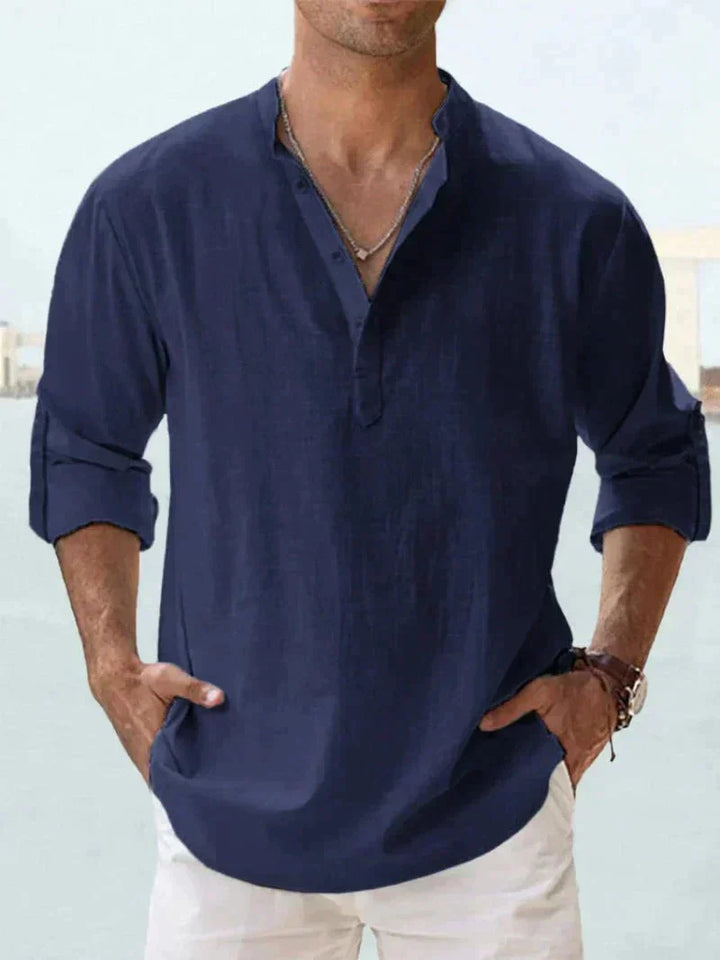 Mason | Refined Button-Placket Roll-Sleeve Linen Shirt